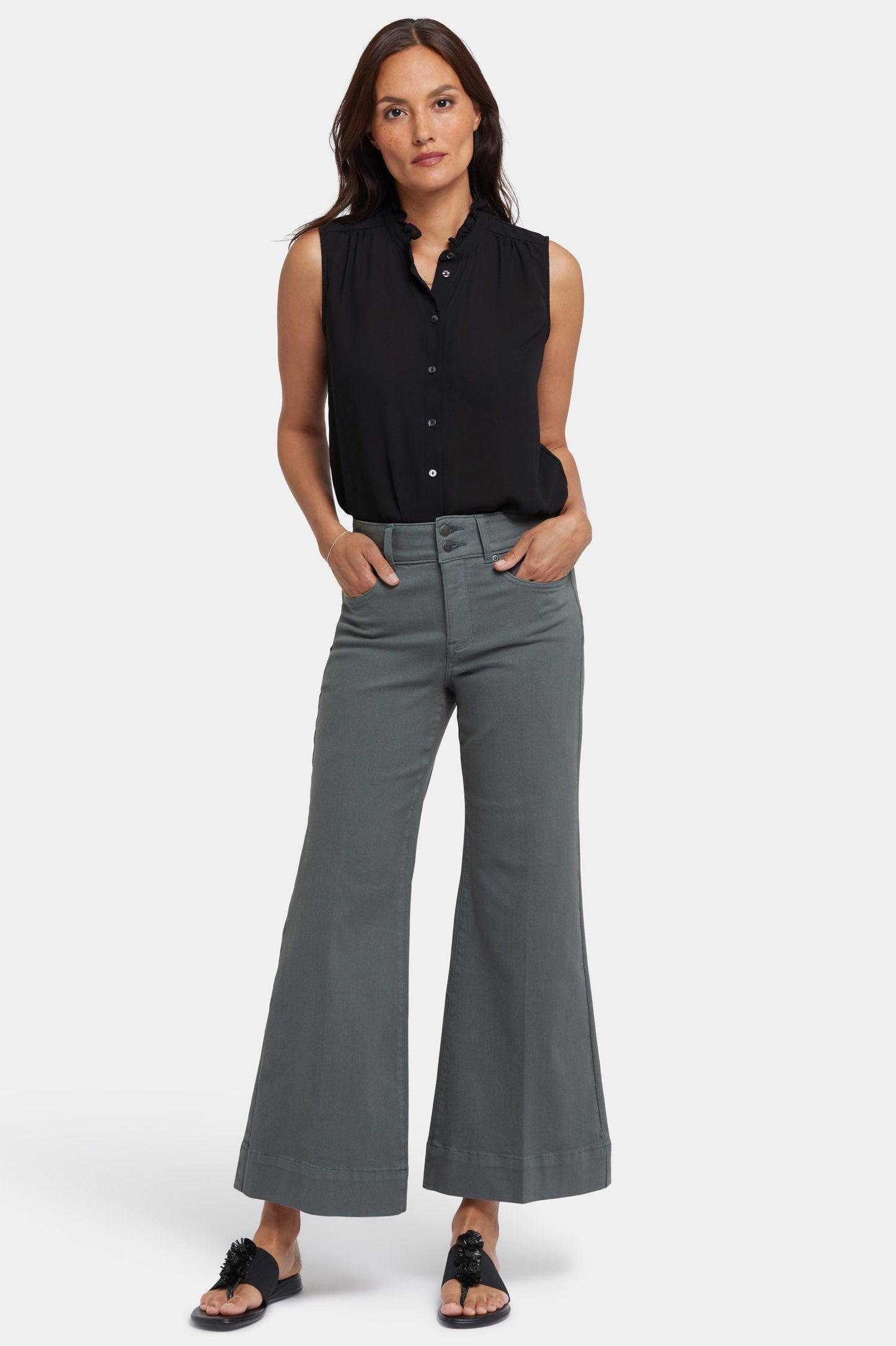 Mia Palazzo Ankle Jeans - Sage Leaf