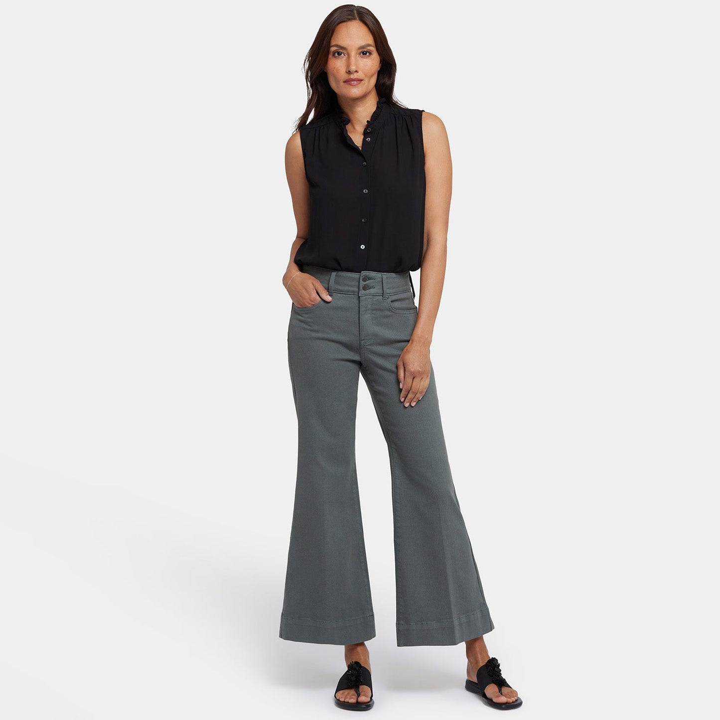Mia Palazzo Ankle Jeans - Sage Leaf