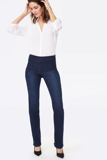 Marilyn Straight Pull-On Jeans - Clean Denslowe