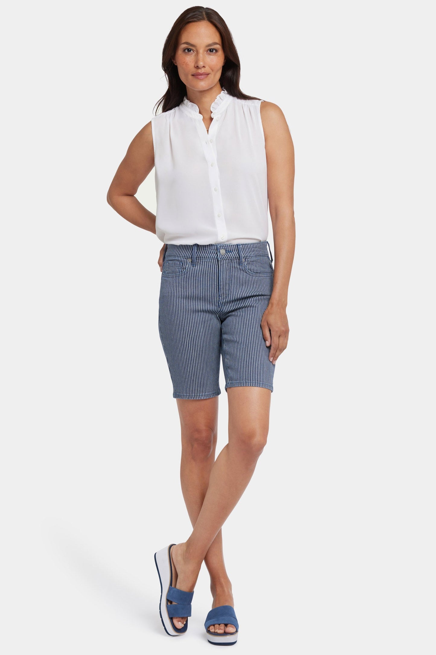 Ella Denim Shorts - Malaga Stripe