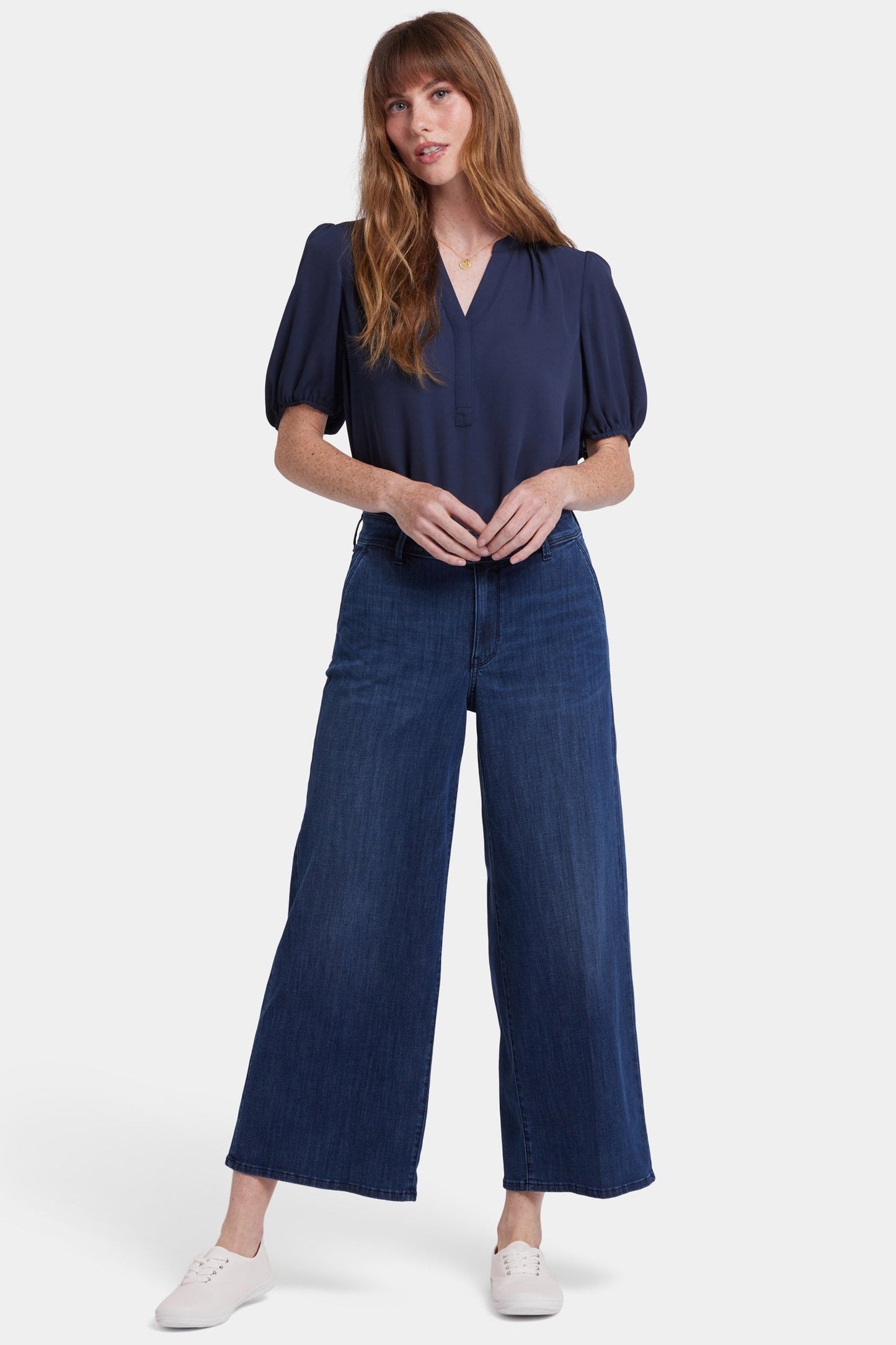 Mona Wide Leg Trouser Ankle Jeans - Ibiza Blues