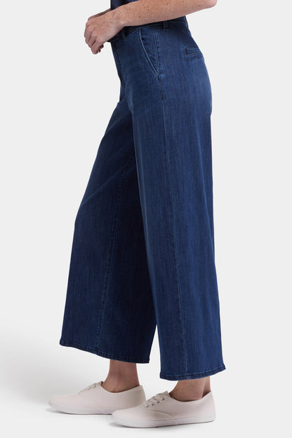 Mona Wide Leg Trouser Ankle Jeans - Ibiza Blues