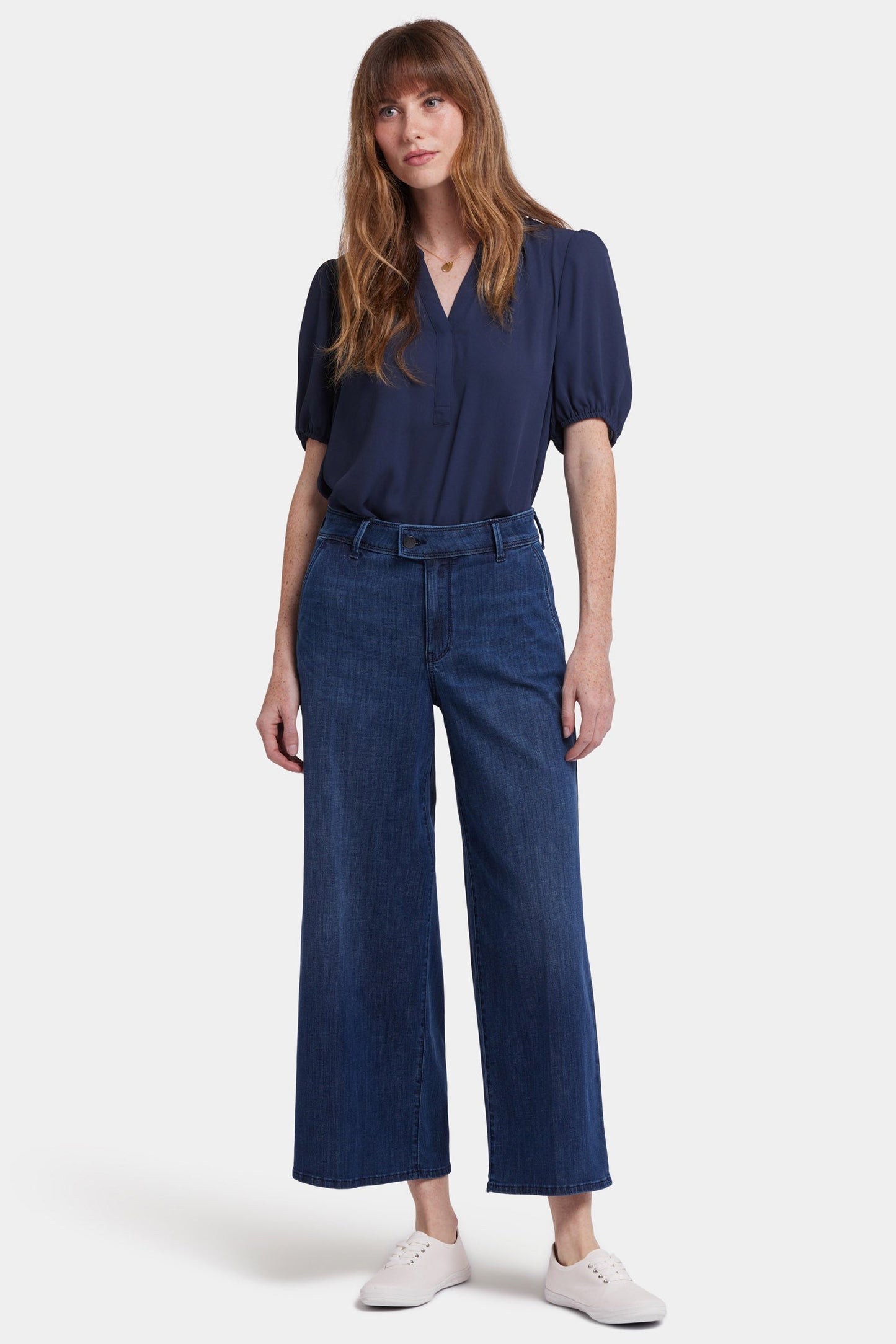 Mona Wide Leg Trouser Ankle Jeans - Ibiza Blues