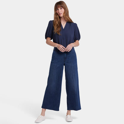 Mona Wide Leg Trouser Ankle Jeans - Ibiza Blues