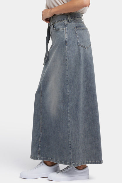 High Rise Long A-Line Skirt - Palma Sea