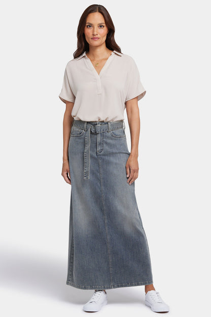 High Rise Long A-Line Skirt - Palma Sea