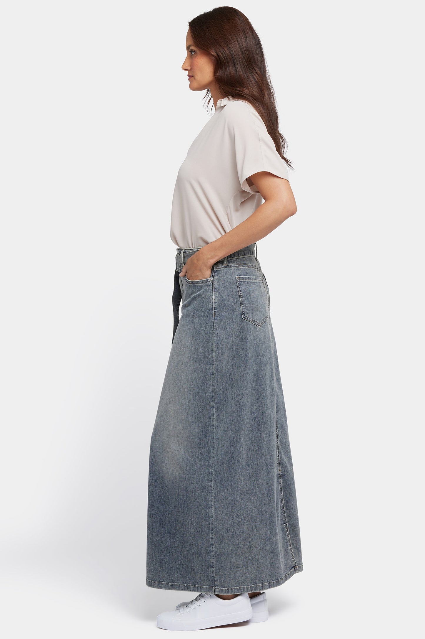 High Rise Long A-Line Skirt - Palma Sea