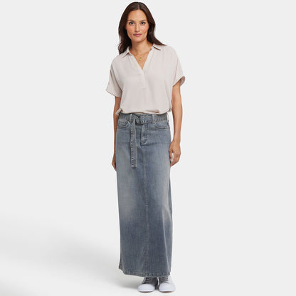 High Rise Long A-Line Skirt - Palma Sea