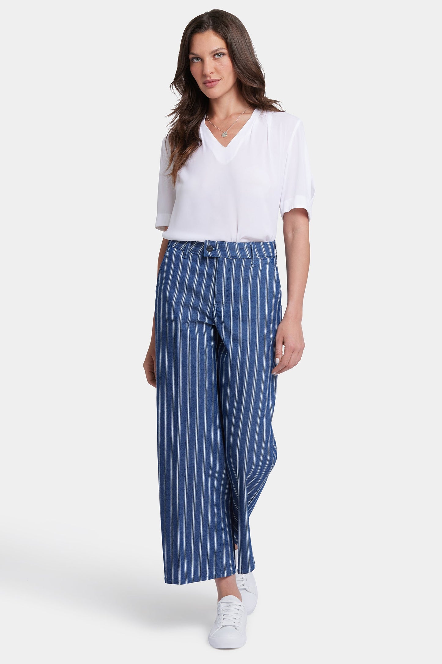 Mona Wide Leg Trouser Ankle Jeans - Huelva Stripe
