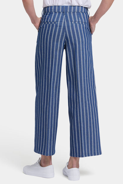 Mona Wide Leg Trouser Ankle Jeans - Huelva Stripe