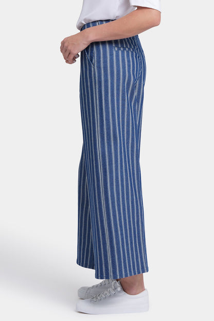 Mona Wide Leg Trouser Ankle Jeans - Huelva Stripe