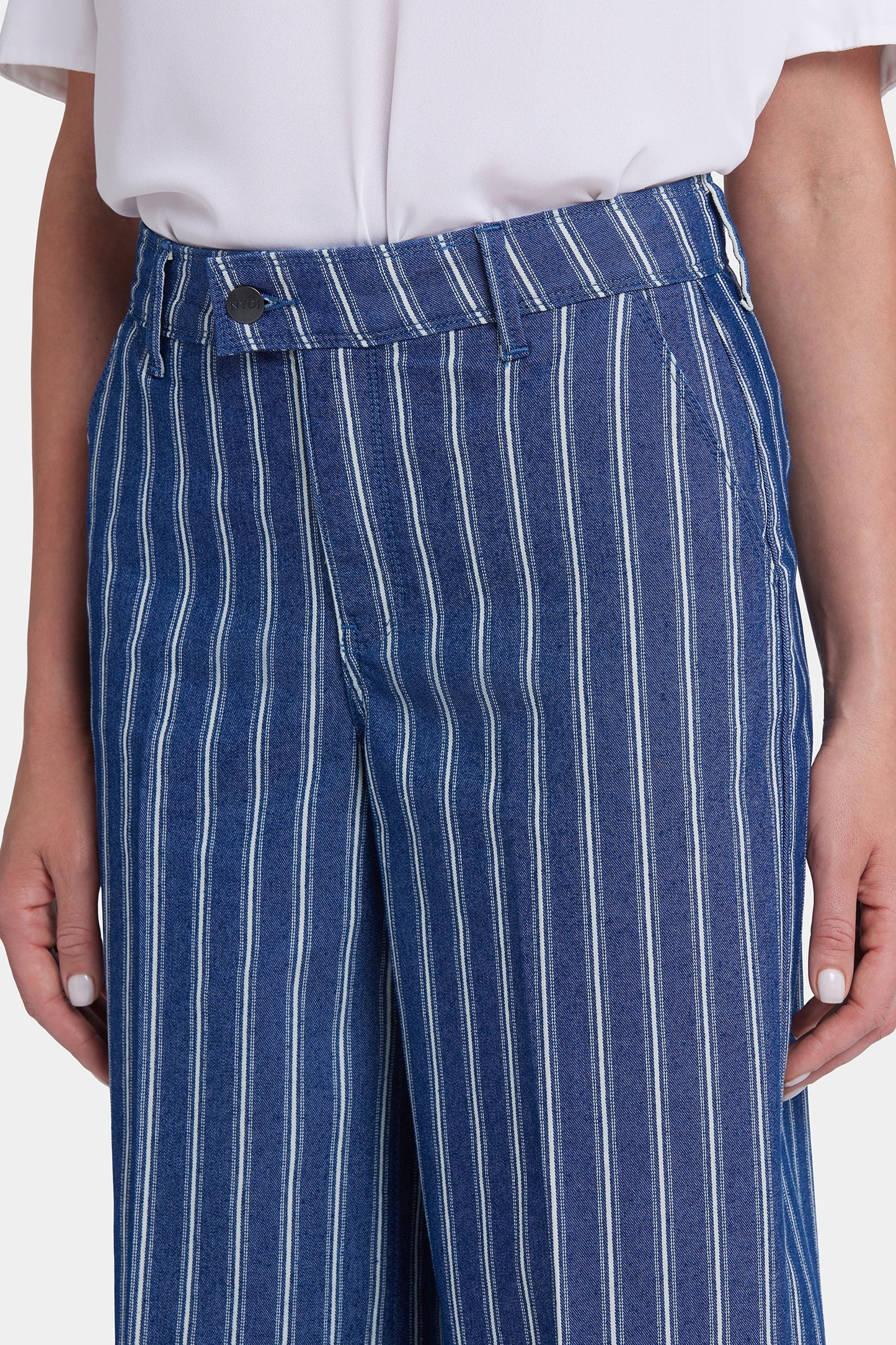 Mona Wide Leg Trouser Ankle Jeans - Huelva Stripe