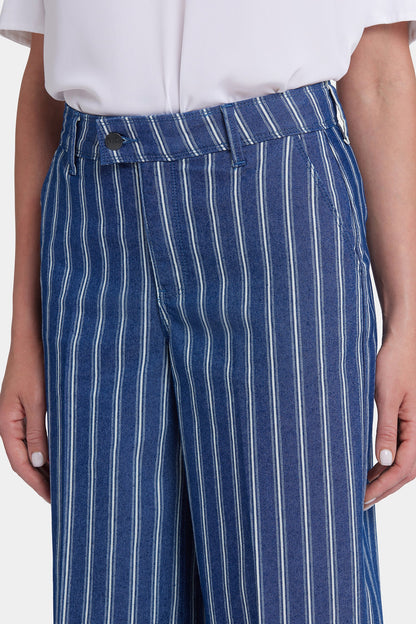 Mona Wide Leg Trouser Ankle Jeans - Huelva Stripe