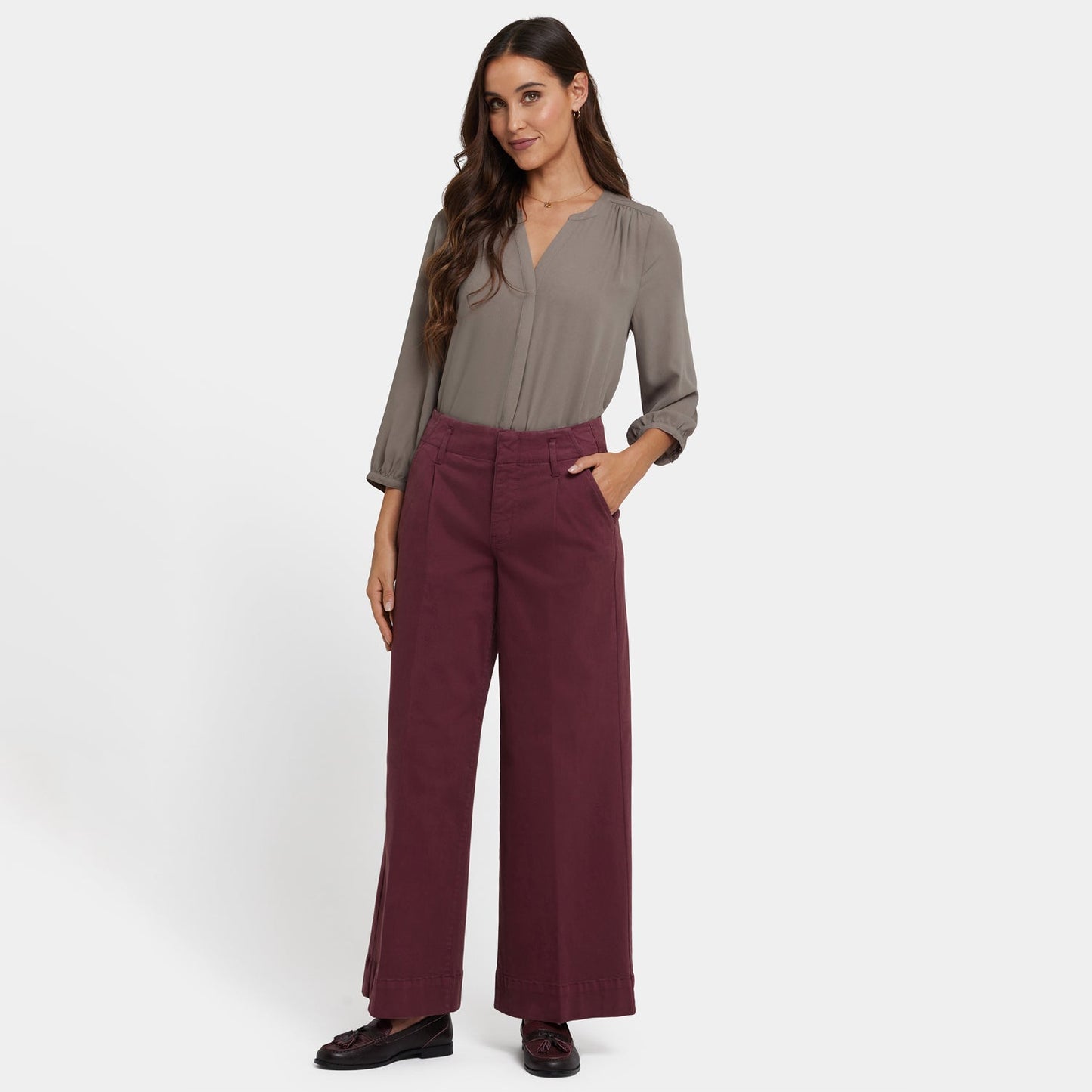 Mona Wide Leg Trouser Jeans - Sienna Red