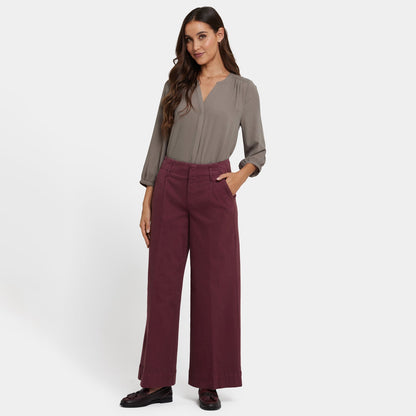 Mona Wide Leg Trouser Jeans - Sienna Red