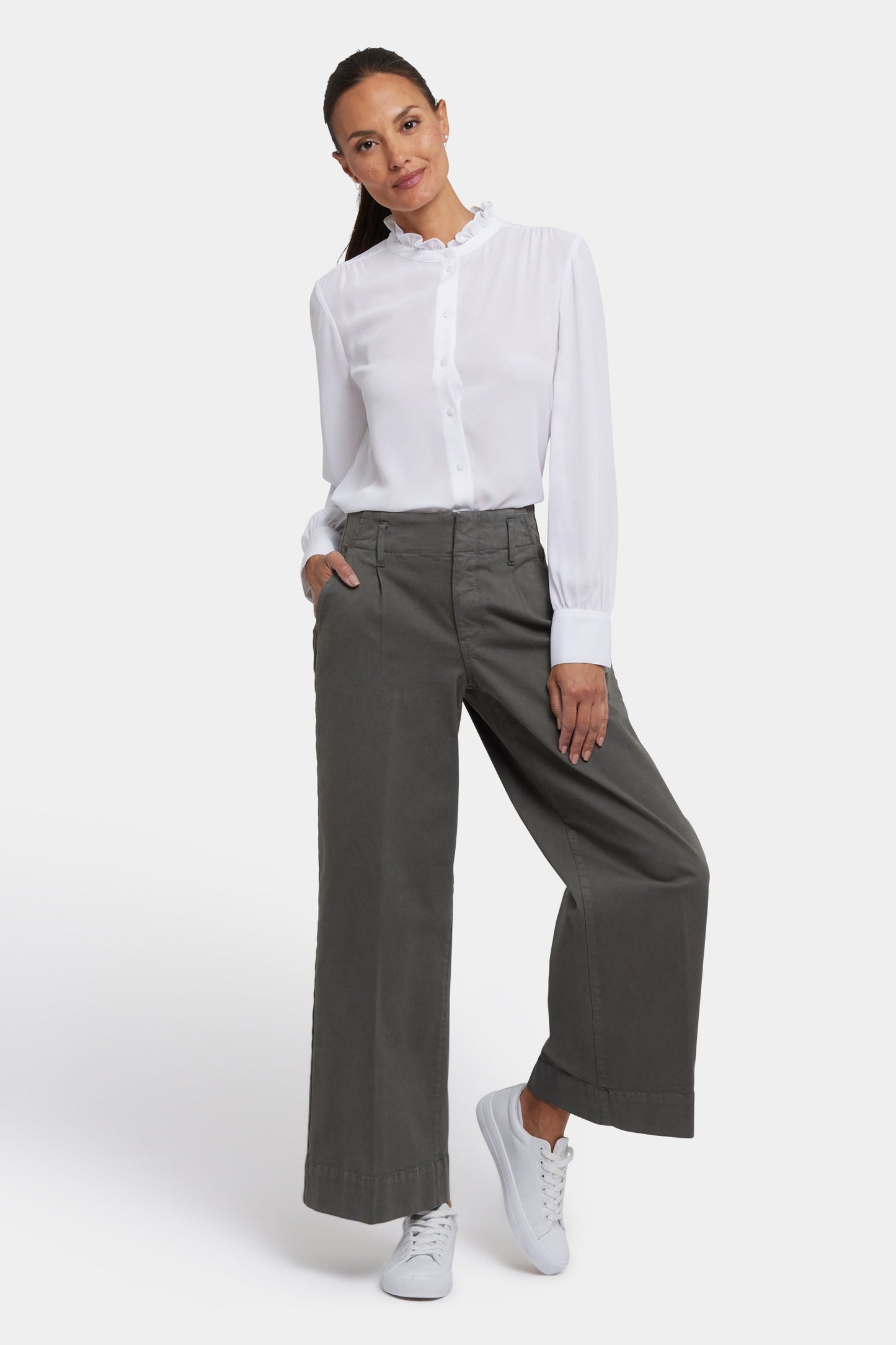 Mona Wide Leg Trouser Jeans - Vine Leaf
