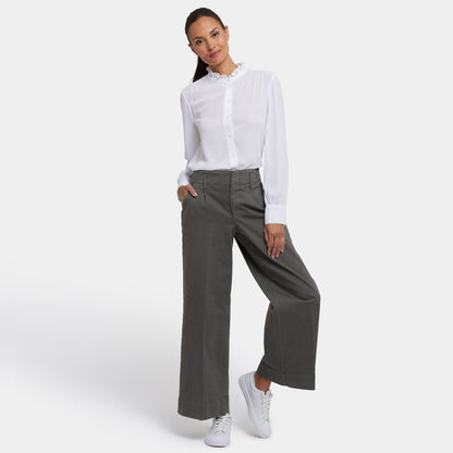 Mona Wide Leg Trouser Jeans - Vine Leaf