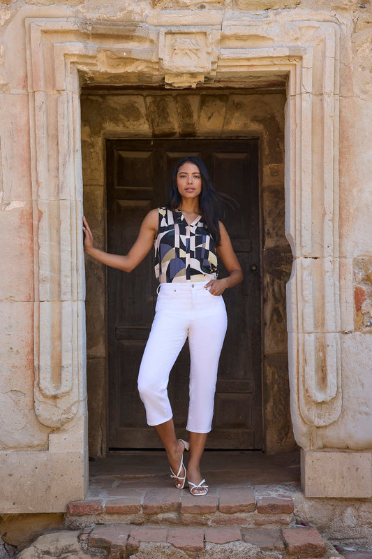 Joni Relaxed Capri Jeans - Optic White