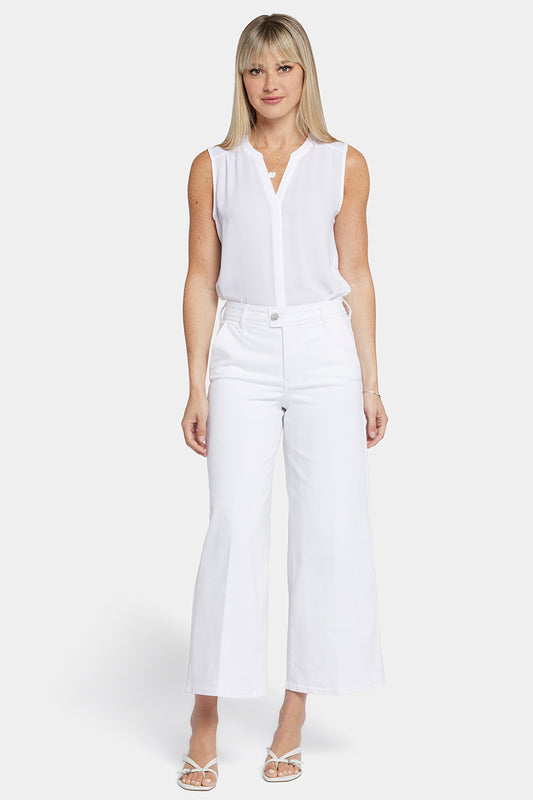 Mona Wide Leg Trouser Ankle Jeans  - Optic White