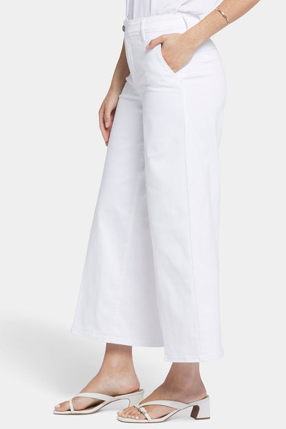 Mona Wide Leg Trouser Ankle Jeans  - Optic White