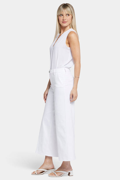 Mona Wide Leg Trouser Ankle Jeans  - Optic White