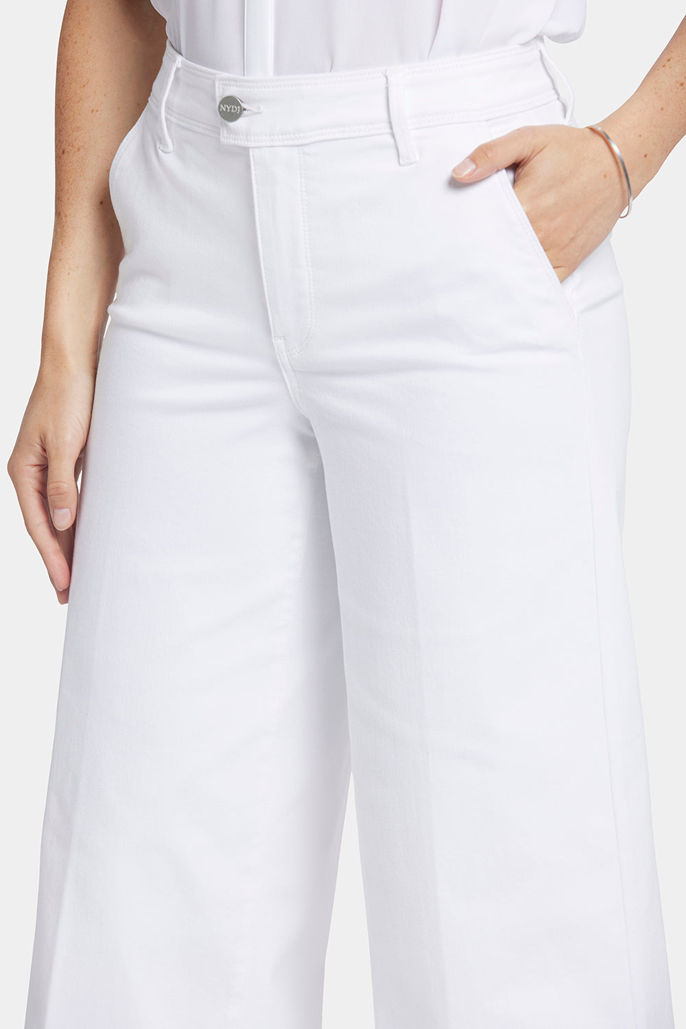 Mona Wide Leg Trouser Ankle Jeans  - Optic White