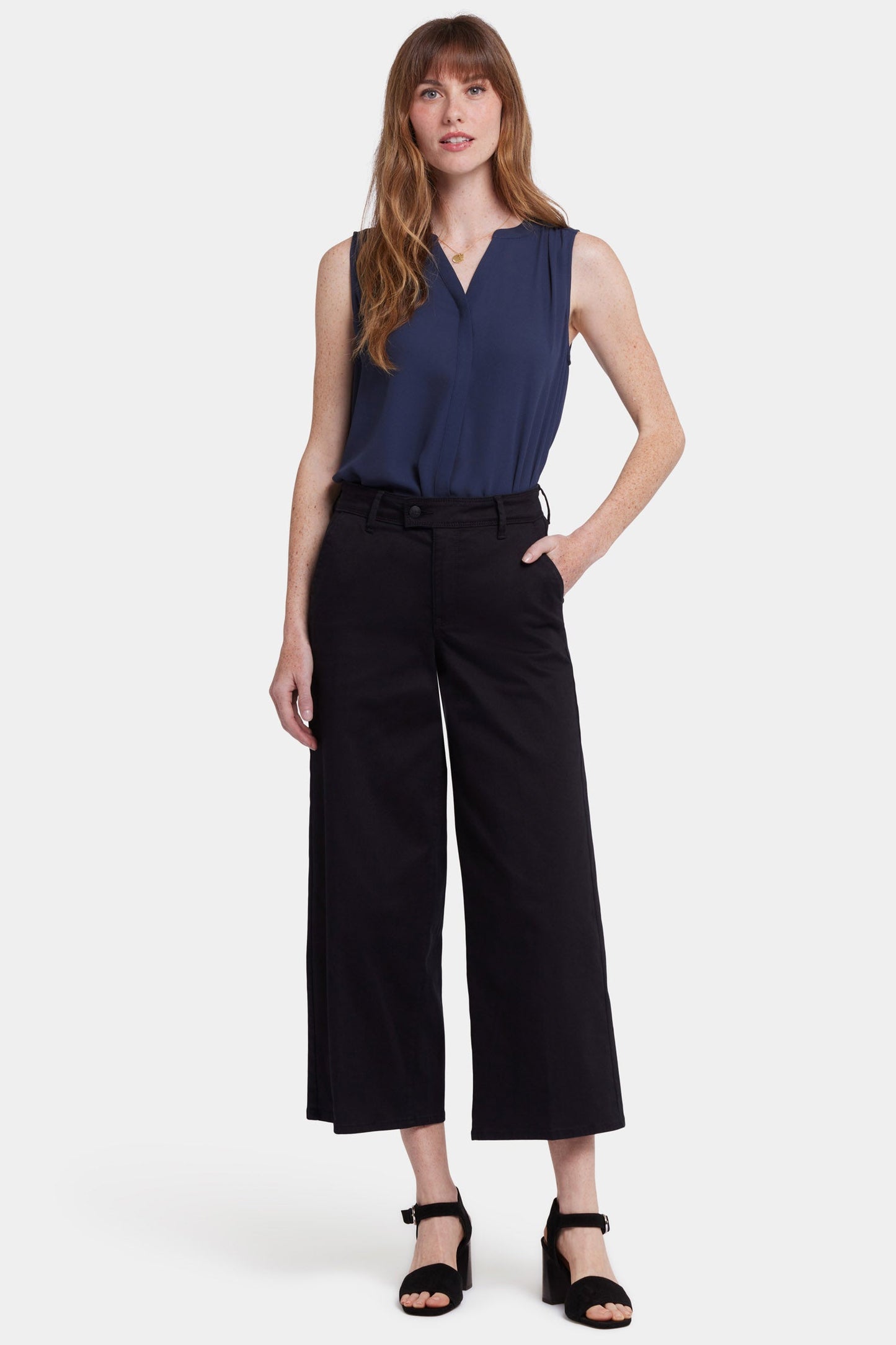 Mona Wide Leg Trouser Ankle Jeans - Black