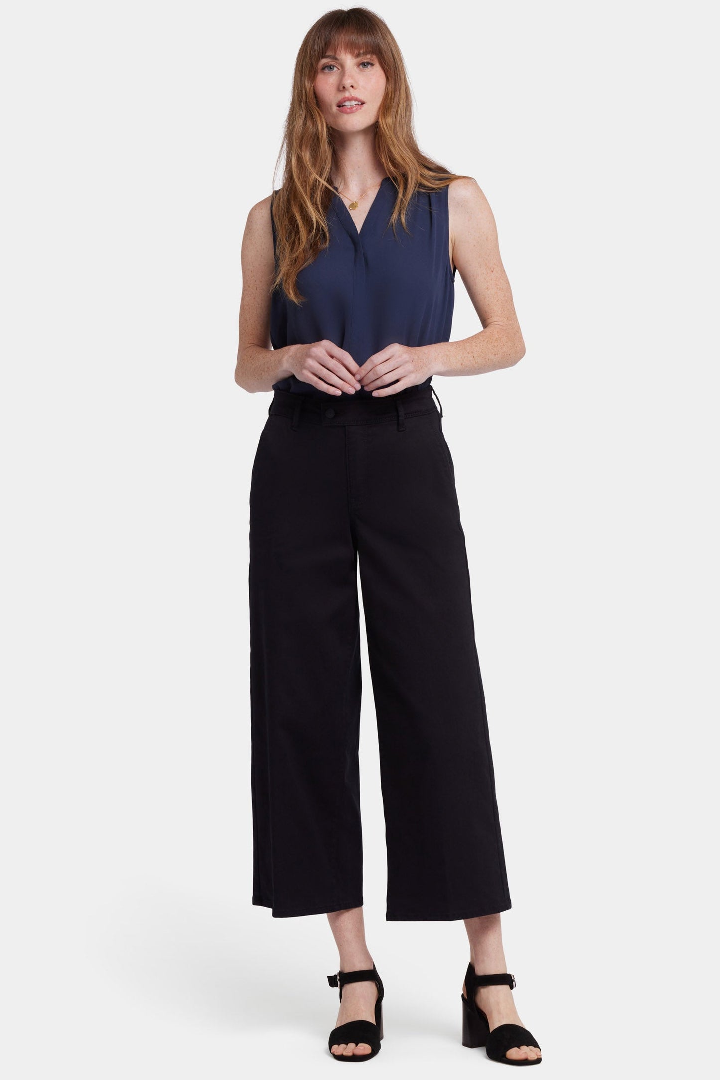 Mona Wide Leg Trouser Ankle Jeans - Black