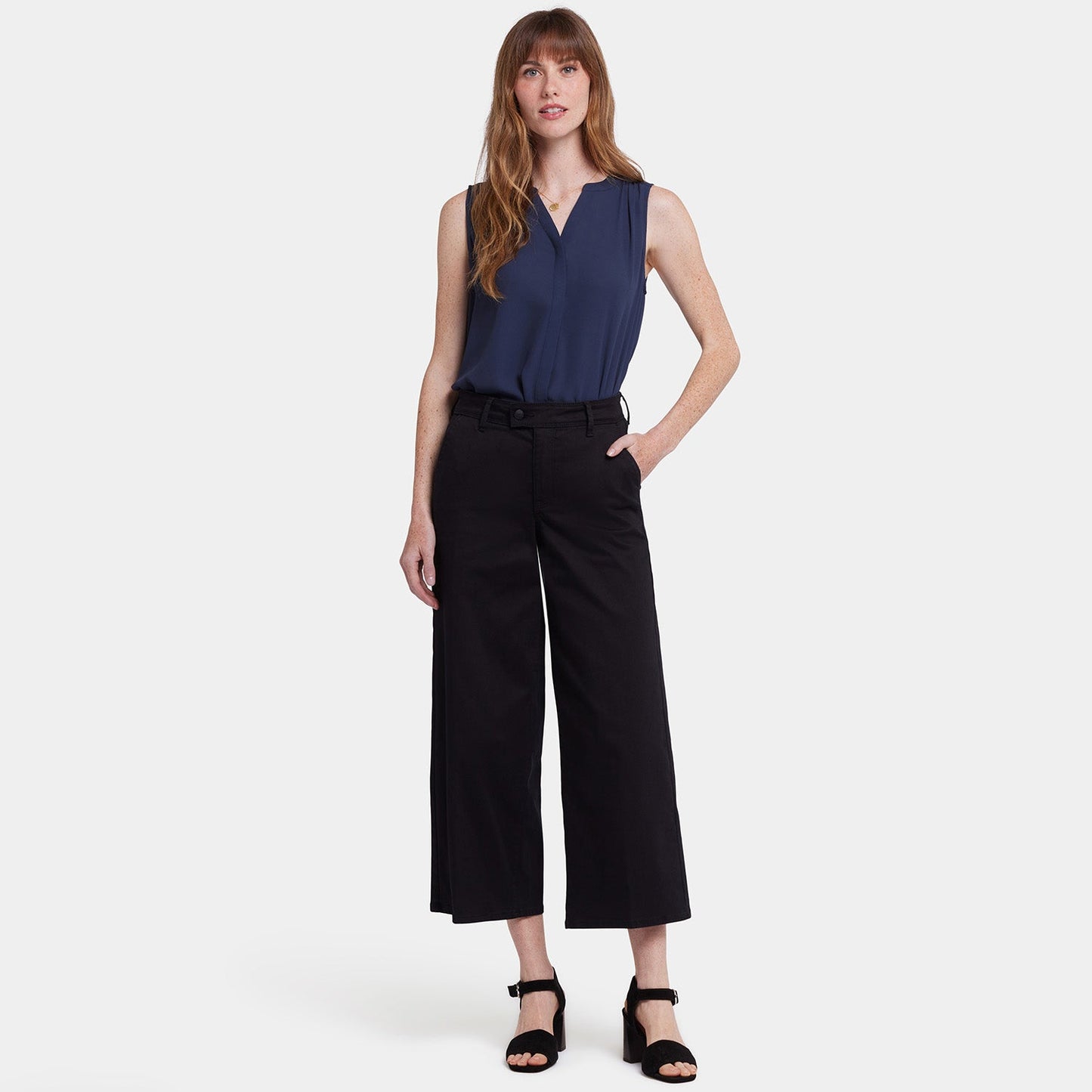 Mona Wide Leg Trouser Ankle Jeans - Black