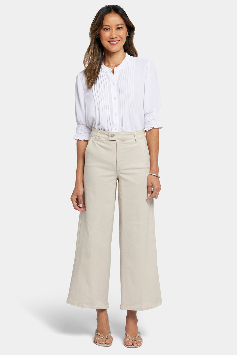 Mona Wide Leg Trouser Ankle Jeans  - Feather