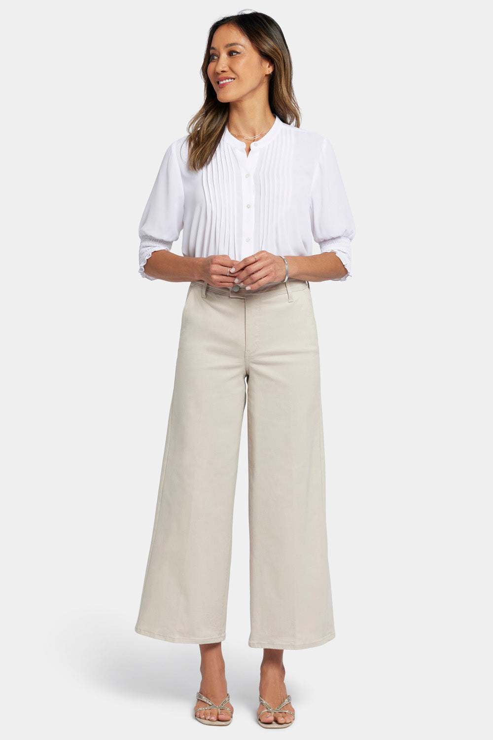Mona Wide Leg Trouser Ankle Jeans  - Feather