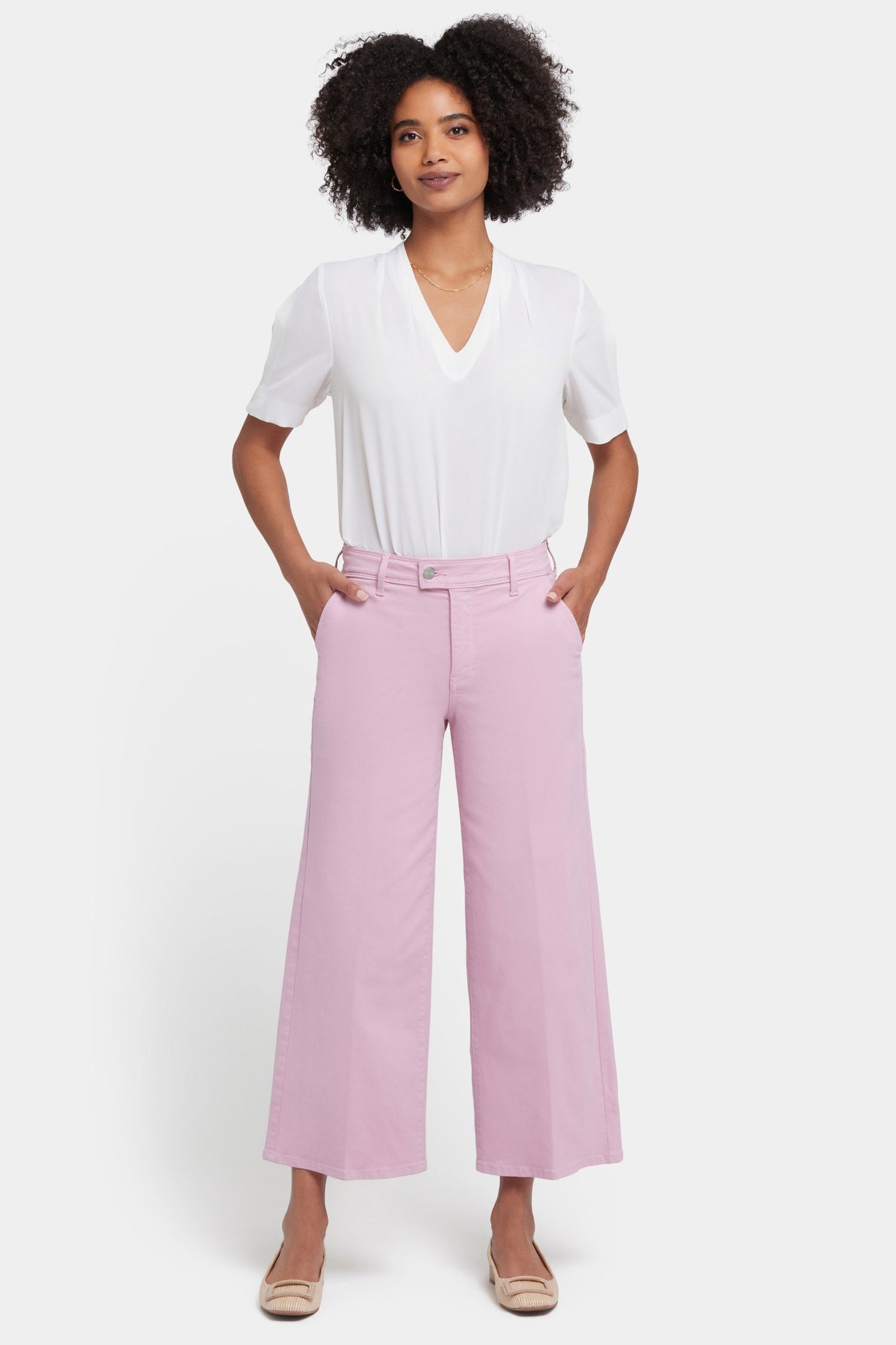 Mona Wide Leg Trouser Ankle Jeans - Pink Nectar