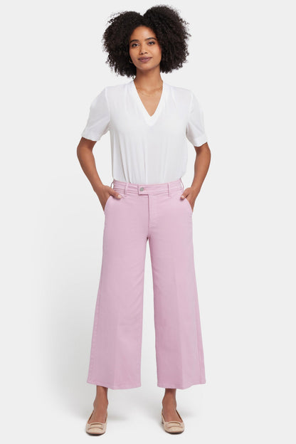 Mona Wide Leg Trouser Ankle Jeans - Pink Nectar