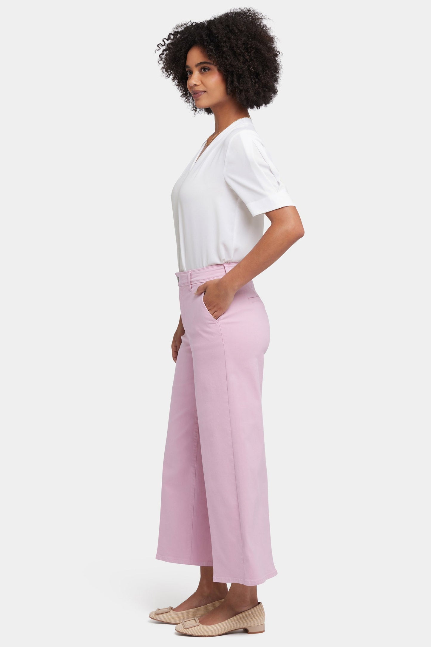 Mona Wide Leg Trouser Ankle Jeans - Pink Nectar