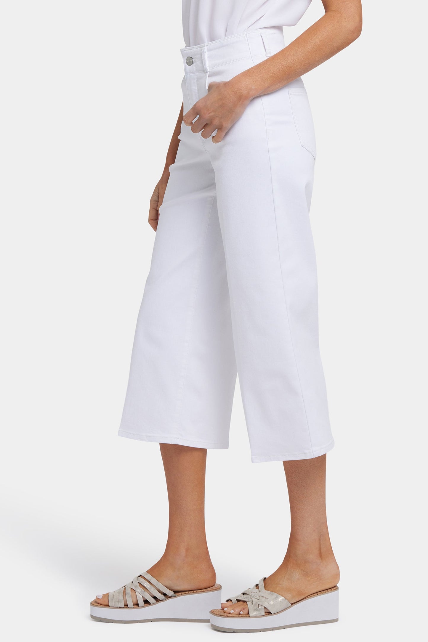 Brigitte Wide Leg Capri Jeans - Optic White