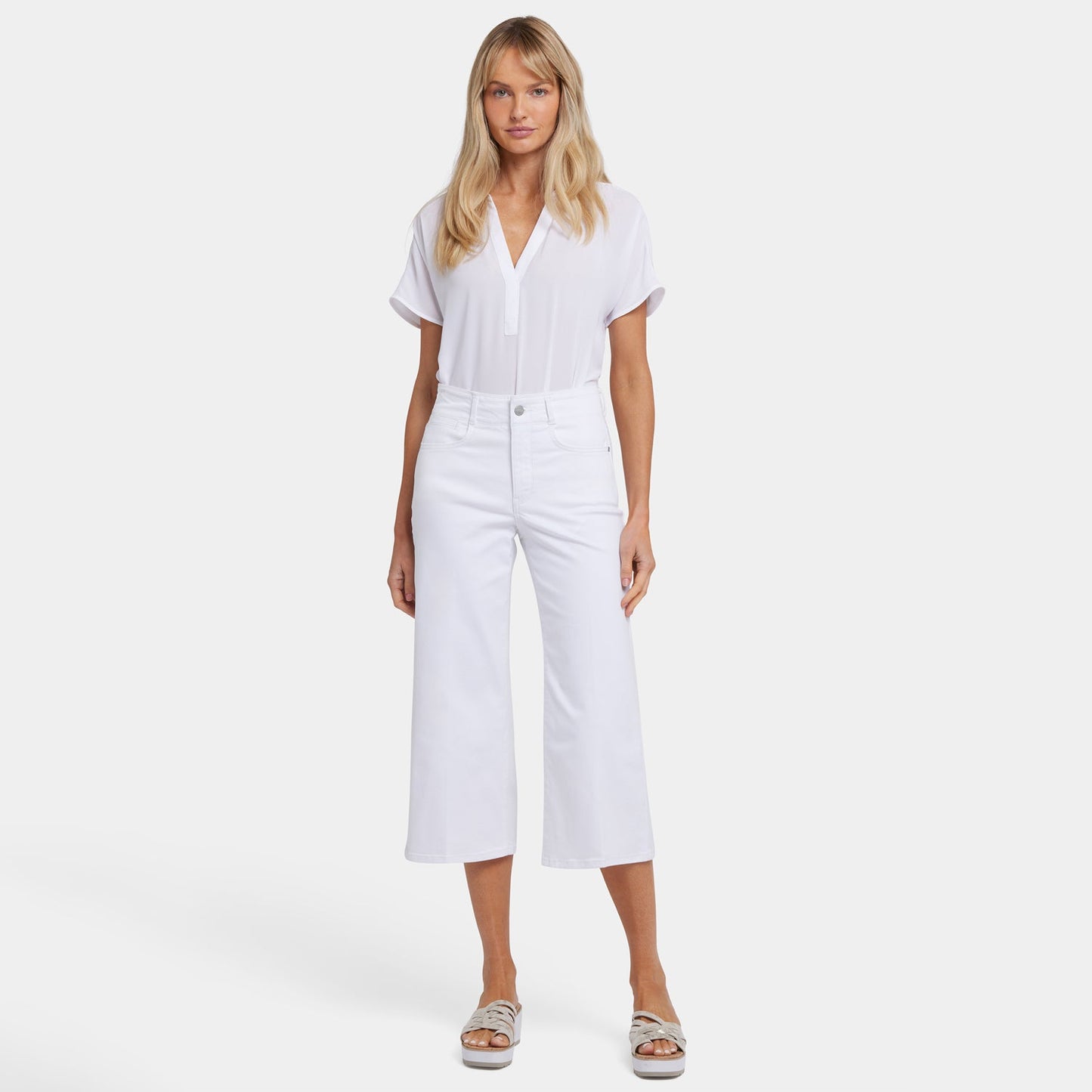 Brigitte Wide Leg Capri Jeans - Optic White