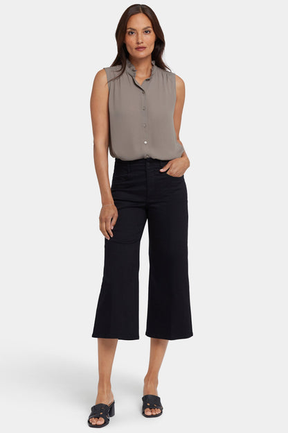 Brigitte Wide Leg Capri Jeans - Black