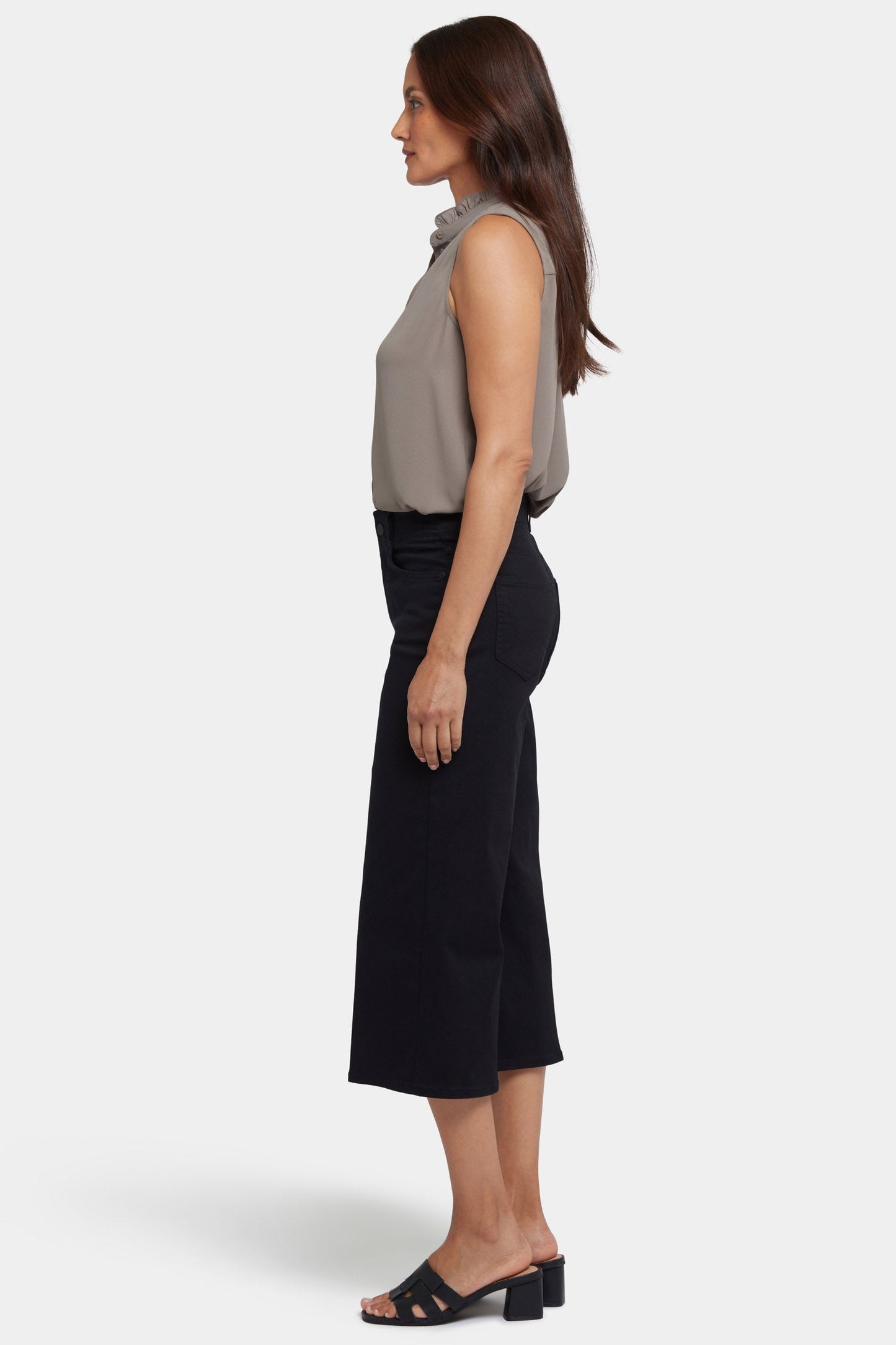 Brigitte Wide Leg Capri Jeans - Black