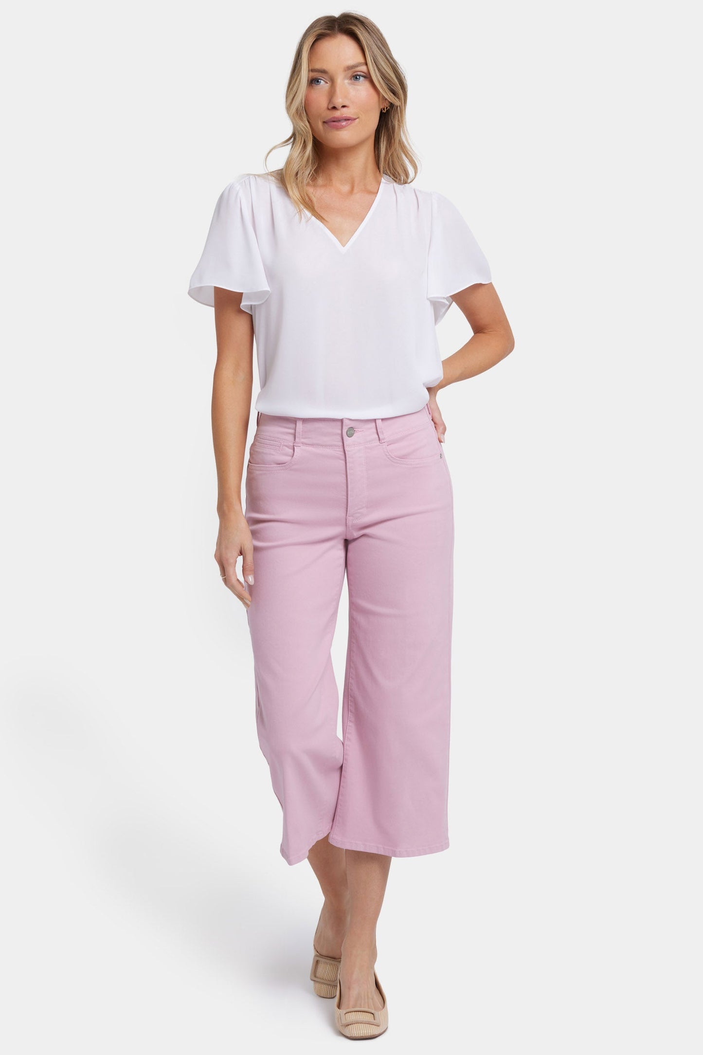 Brigitte Wide Leg Capri Jeans - Pink Nectar