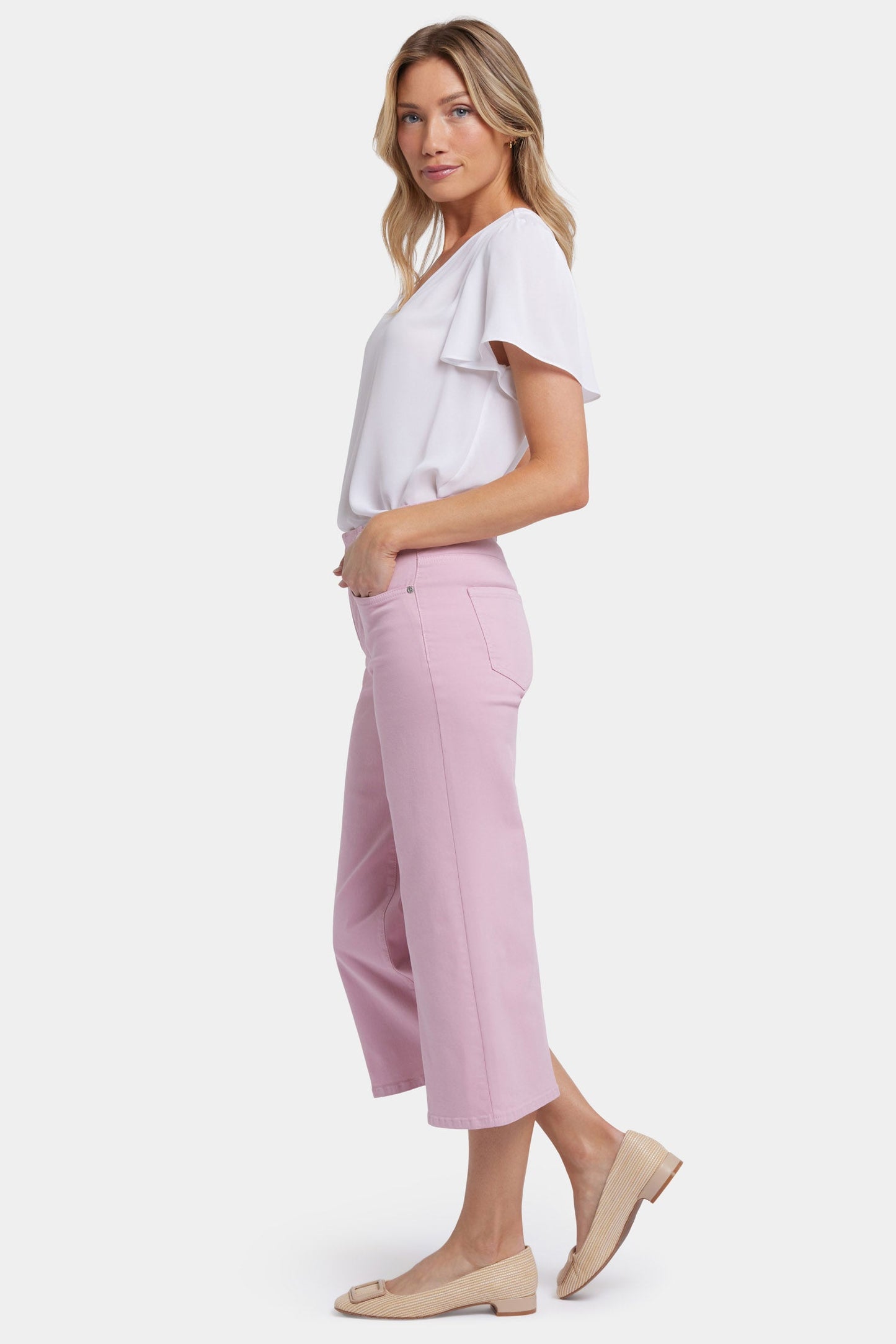 Brigitte Wide Leg Capri Jeans - Pink Nectar