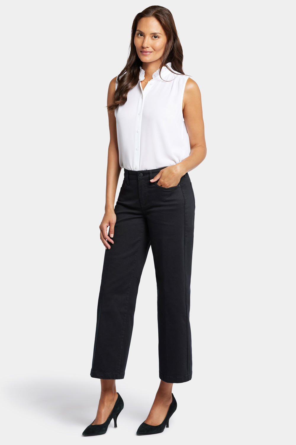 Teresa Wide Leg Ankle Jeans - Black