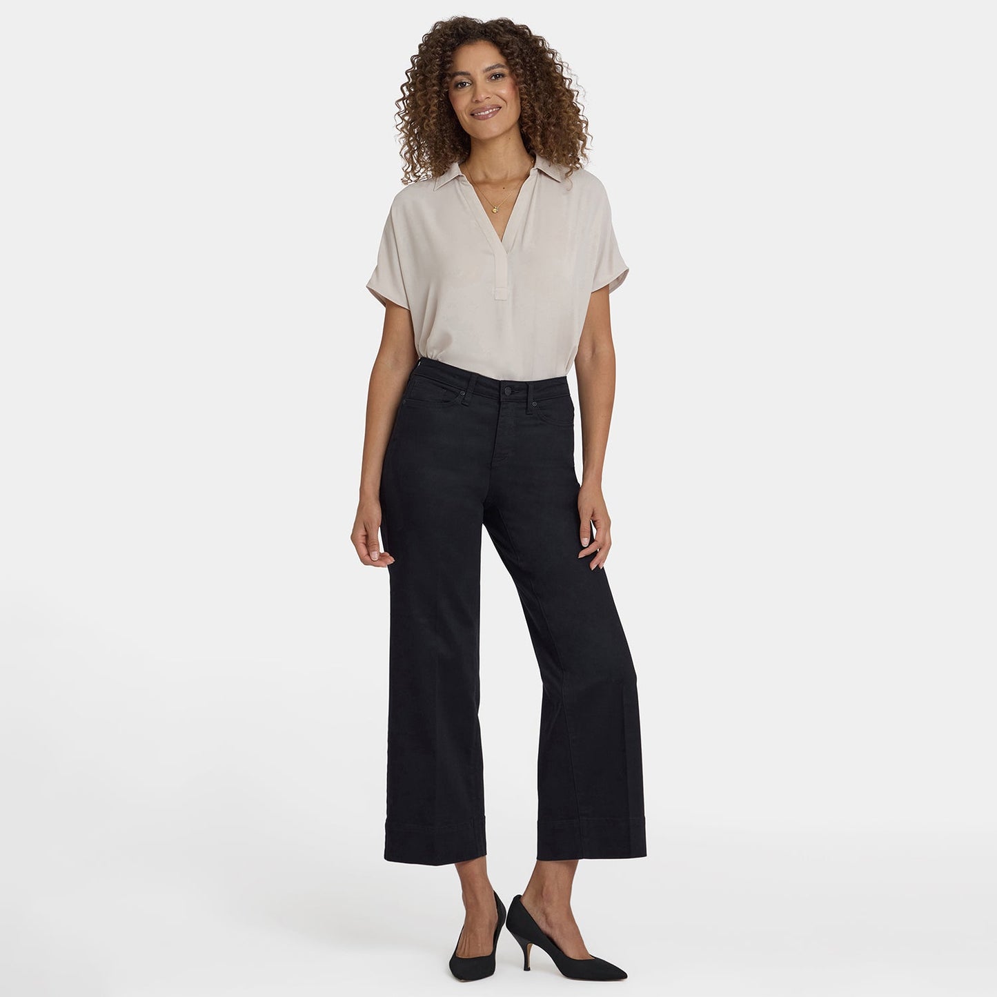 Teresa Wide Leg Ankle Jeans - Black