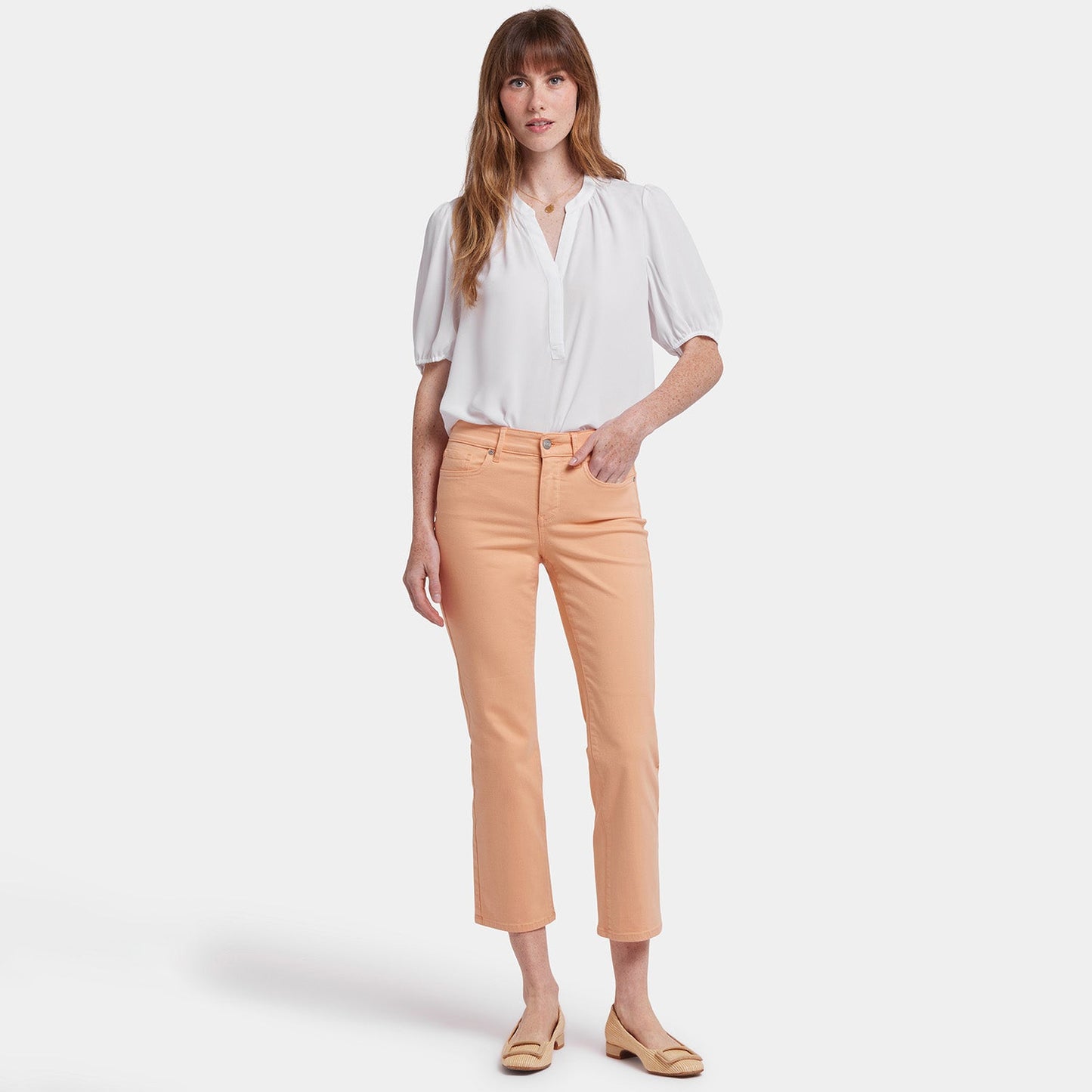 Marilyn Straight Ankle Jeans - Apricot Nectar