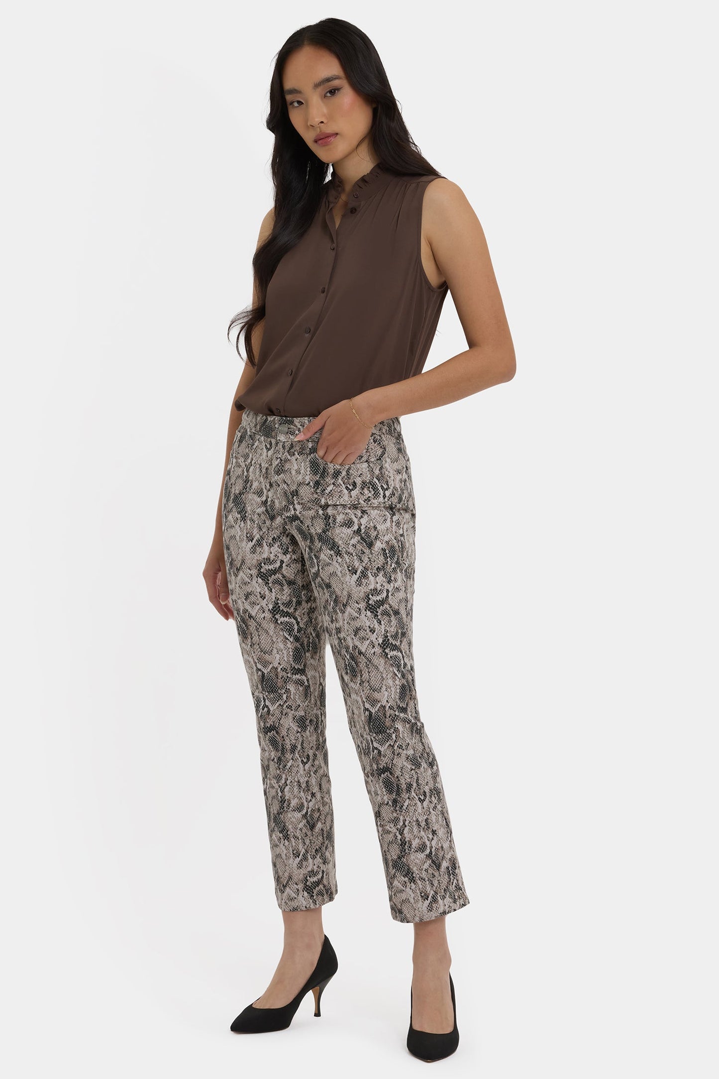 Marilyn Straight Ankle Jeans - Desert Python