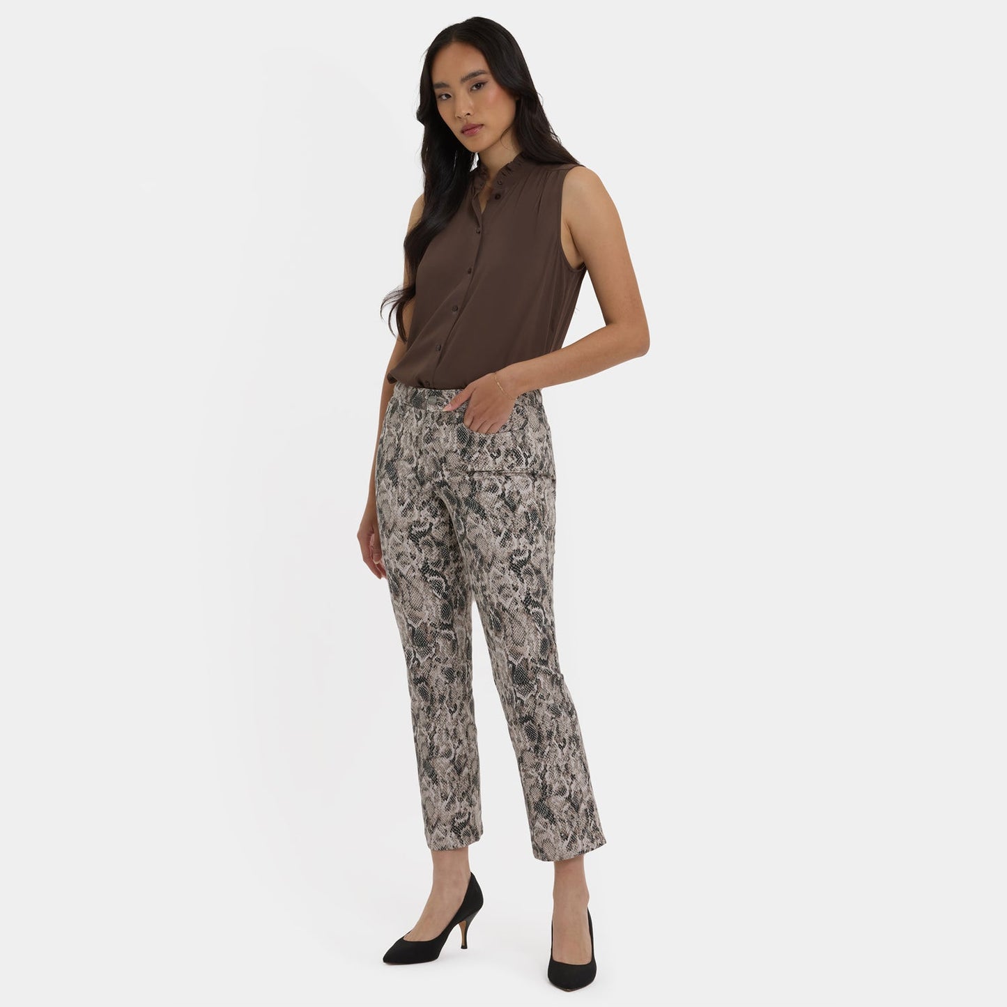 Marilyn Straight Ankle Jeans - Desert Python