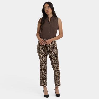 Marilyn Straight Ankle Jeans - Savanna Leopard