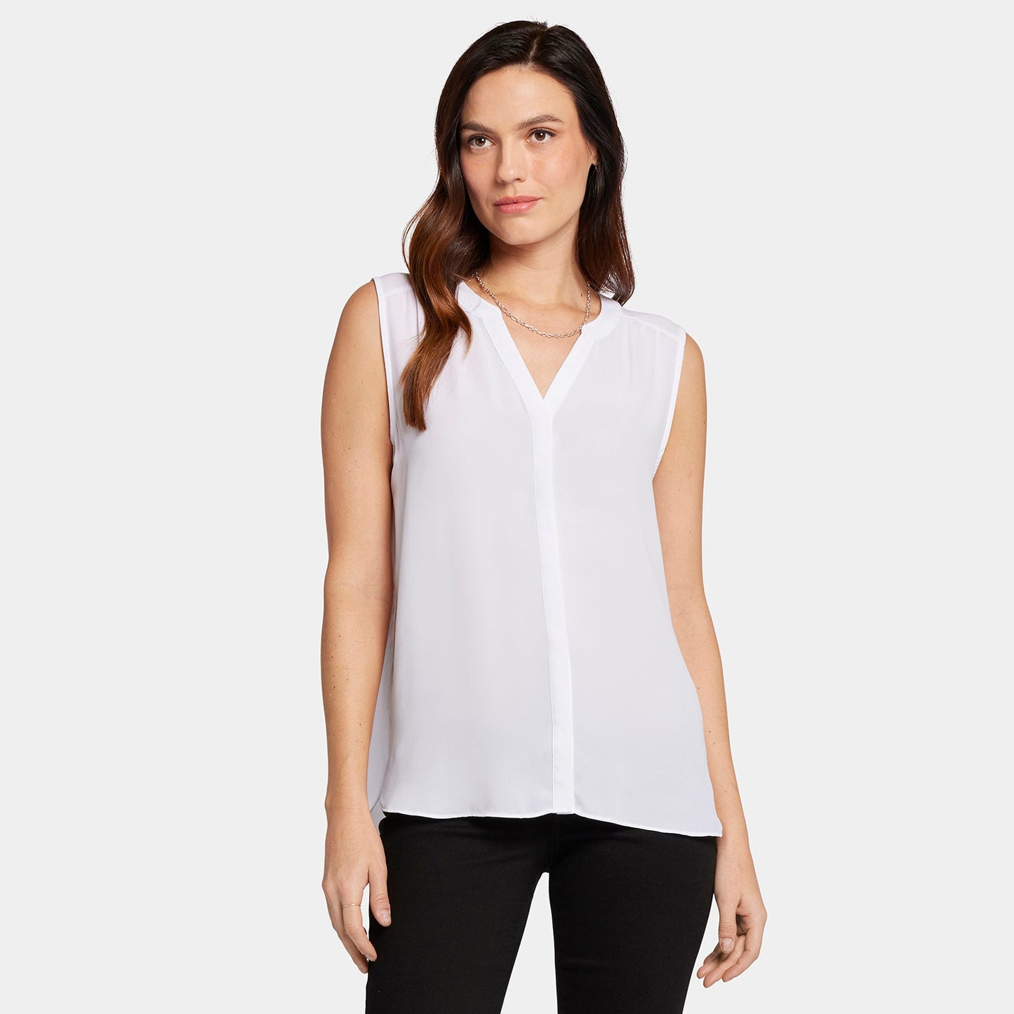 Sleeveless Pintuck Blouse - Optic White