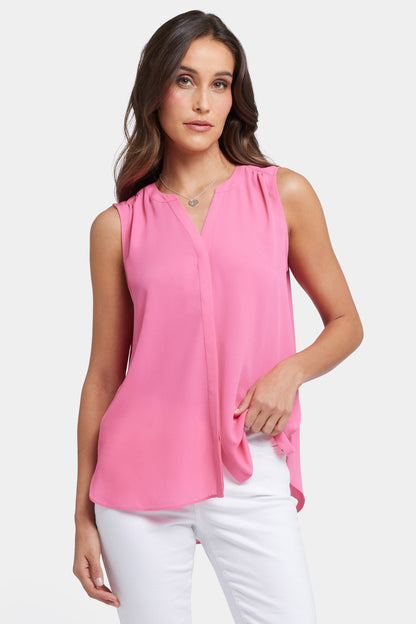 Sleeveless Pintuck Blouse - Honeysuckle