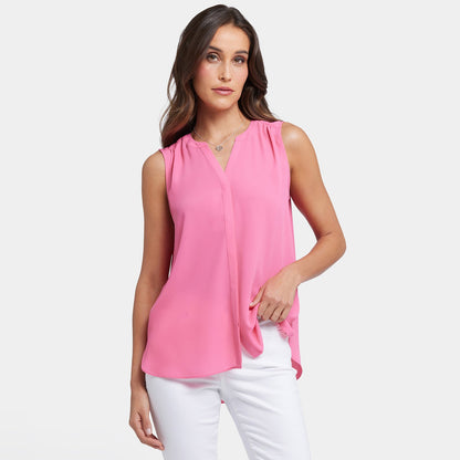 Sleeveless Pintuck Blouse - Honeysuckle