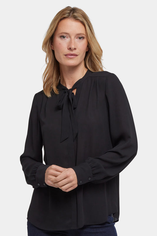 Tie-Neck Blouse - Black